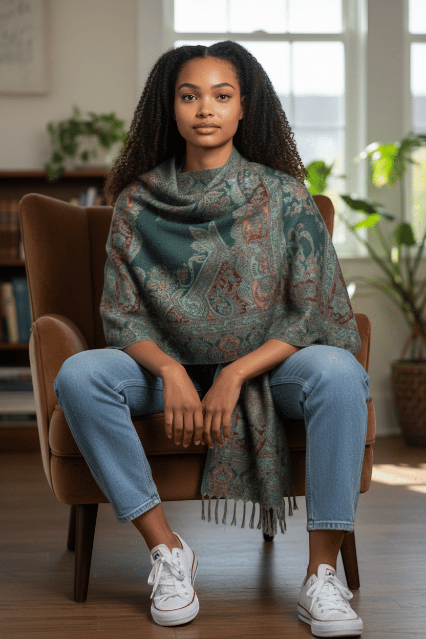 Sea Green Ethnic Shawls